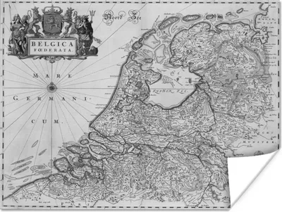 Produktbild von MuchoWow® Poster Schwarz-weiße Karte der Niederlande 160x120 cm - Foto Plakat