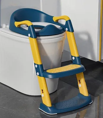 Immagine prodotto di Sedile WC per bambini regolabile, blu e giallo, antiscivolo