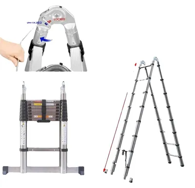 Produktbild von Haushaltsleiter, zusammenklappbar, rutschfeste Konstruktion, Silber, 5M (2.5M+2.5M)