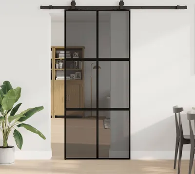 Produktbild von CLORIS Schiebetür mit Beschlag Schwarz 90x205 cm Hartglas 3375887