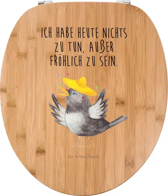 Produktbild von Mr. & Mrs. Panda Klodeckel Rabe Sombrero - Transparent - Geschenk, WC Deckel, Vögel, bambus sitz, Spruch Positiv, Elster, Klo-Deckel, Gute Laune, Motivation, Brille