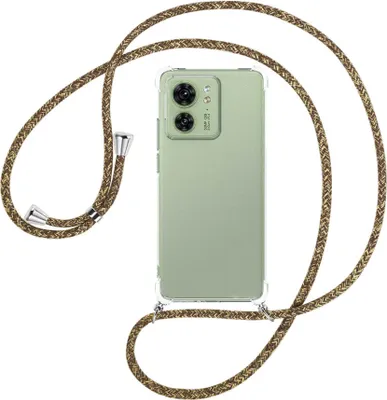Produktbild von Handykette Backcover-Schutzhülle mit Band (Metall silberfarben) für Motorola Edge 40 5G (6.55'') - braun+beige