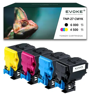Immagine prodotto di 4x toner per Konica Minolta A0X5153 / TNP27K-TNP27B A0X5153 / TNP27K CMYK = Nero + Blu + Rosso + Giallo | Sostituzione per C25 Ineo+ 25