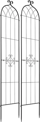 Produktbild von SucceBuy Rankgitter 220x52,5 cm 2er-Set, Metall Rankhilfe mit pulverbeschichteter Oberfläche und Verriegelungssystem, Kletterhilfe, Gartenspalier, Pflanzengitter für Blumen, Gemüse und Rosen
