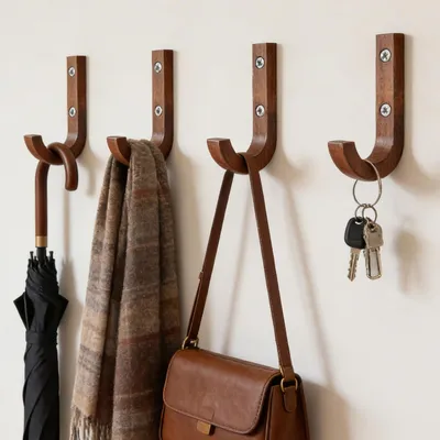 Wandhaken für Akustikpaneele, Doppelhaken, 4 Stück, Holz