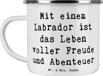 Produktbild von Mr. & Mrs. Panda Pott Spruch Labradorleben - Weiß - Geschenk, Lebensfreude, Hunderasse, Haferl, bester Freund, Kaffeepott, Freude, Hund, Therapiehund, Emaille Tasse