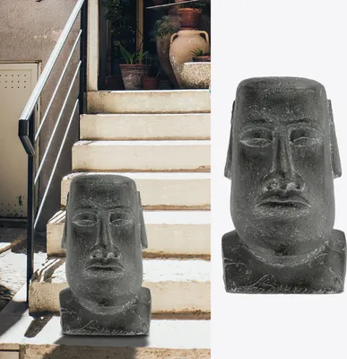 Produktbild von Moai Kopf "Design1" Steinkopf Gartenfigur H43cm Magnesia Büste Skulptur Dekofigur Steinstatue Osterinsel