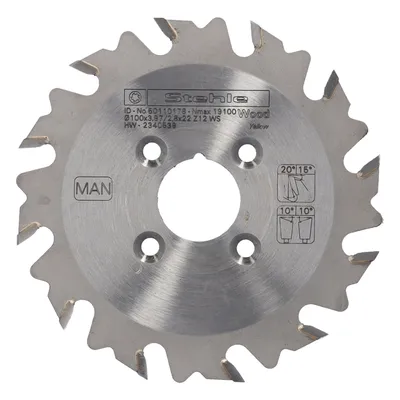 Immagine prodotto di Stehle 1103L HW fresa per scanalature Lamello 100x3,97x22mm Z=12 WS incl. 4 fori laterali | scanalature senza strappi per giunzioni Lamello in legno massiccio e materiali a base di legno