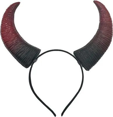 Productafbeelding van Stierhoorns - Rood-Zwart - Hoofdband van Kunststof - Voor Halloween en Verkleedpartijen