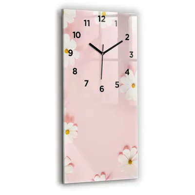 Produktbild von Wallfluent Wanduhr – Stilles Quarzuhrwerk - Uhr Dekoration Wohnzimmer Schlafzimmer Küche - Zifferblatt - schwarze Zeiger - 30x60 cm - Stokrotka Blumen