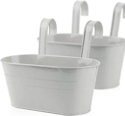 Produktbild von Famanu Hängende Blumentöpfe aus Metall mit Haken - Grau, 2 Stück