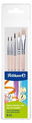 Produktbild von Pelikan Pinsel Starterset 3 Haarpinsel 2 Borstenpinsel Schule Bastelset