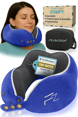 Imagen del producto de FLOWZOOM COMFY Almohada de viaje viscoelástica 360°, azul marino