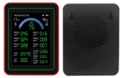Luftqualitätsmonitor 18-in-1: CO2, PM2.5, HCHO, TVOC, Temperatur, Feuchte