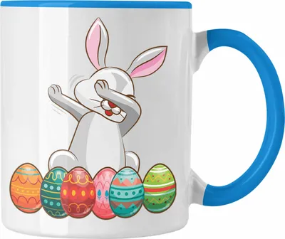 Produktbild von Trendation - Tasse Ostern Ostergeschenke Kinder Jugendliche Geschenke Lustige Grafik Osterhase Dab (Blau)