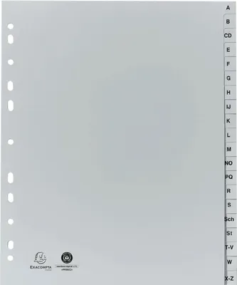 Produktbild von Exacompta 25x Register A4 RC-PP grau 120µ A-Z (inkl. Sch St) 20 Pos Grau 1920B