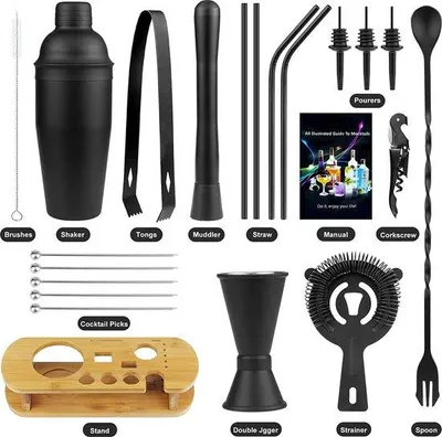 Produktbild von Famanu Cocktail Shaker Set 22-teilig - Edelstahl, inklusive Rezeptbuch