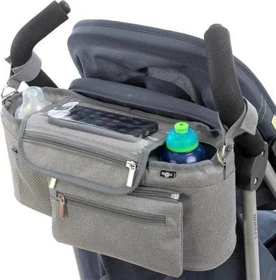 Productafbeelding van Famanu kinderwagenorganizer met rits en portemonnee - zwart