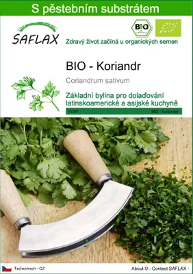Obrázek produktu pro SAFLAX - BIO - Koriandr - Coriandrum sativum - 150 Semena - S pěstebním substrátem bez klíčků