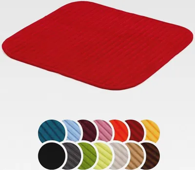 Produktbild von Badteppich mit Anti-Rutsch-Beschichtung aus PVC Noppen, Cord-Optik, 100% Polyester, Serie Potsdam, 50 x 45 cm, 30 Grad waschbar, Fußbodenheizung geeignet, Farbe: Bordeaux