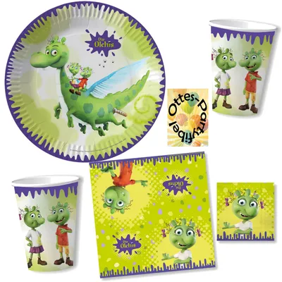 Produktbild von Die Olchis-Party-Set Olchi-Party-Set 52tlg. für 16 Gäste : 16 Teller 16 Becher 20 Servietten