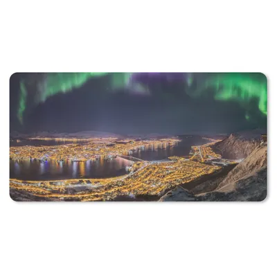 Produktbild von MuchoWow® Mauspad Mousepad Nordlichter - Grün - Lila - Norwegen 60x30 cm - Mousepads - Maus Mat - Pad - Mausunterlage - Nachhaltig