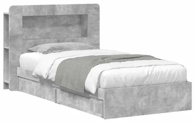 Productafbeelding van vidaXL Bedframe met opbergruimte, betonkleur, 90 x 190 cm, houtvezelplaat
