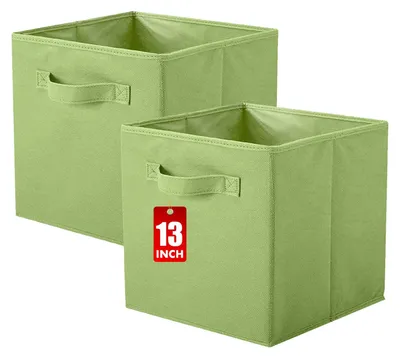 Produktbild von Stoffaufbewahrungsboxen, 2 Stück, faltbare Aufbewahrungswürfel, würfelförmige Aufbewahrungsboxen, 33 x 33 x 33 cm