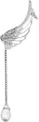 Produktbild von 1Pc Frauen Engel Flügel Strass Quaste Baumeln Stud Ohrring Ohr Clip Schmuck Geschenk-Silberner Ohrclip links