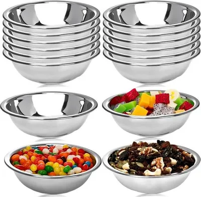 Produktbild von 16-kom-Set aus Edelstahl, 16 cm breit, flaches Boden, für Schalen, Servieren, Kochen, Rühren, Mahlzeiten und Salat zubereiten, stapelbar