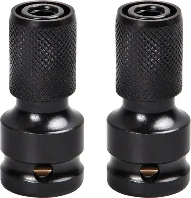 Produktbild von 2 Stück universelle Schlagmoerschleusen-Set mit schnellspannender Bohrmaschine - 1/2 vierkantige Antrieb nach 1/4 sechskantiger Schrauben - Dübel-Schraubenschlüssel-Adapter - nützliches Werkzeug für Handwerker - robuste Materialien - schnell und einfach zu handhaben