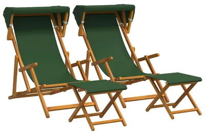 Immagine prodotto di vidaXL Sedia a sdraio, 4 pezzi, legno di eucalipto massello, verde, con 3 posizioni