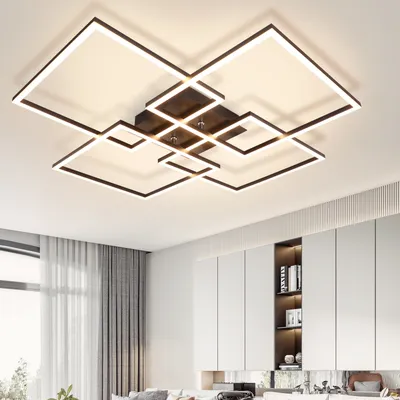 Zdjęcie produktu dla ZMH lampa sufitowa LED lampa sufitowa 4 czarna rama 32W 3000K lampa do salonu ciepła biała prostokątna do sypialni jadalnia
