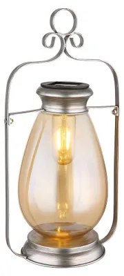 Produktbild von LED Solarlampe, Laterne, silber, Glas amber, IP44, H 36,5 cm