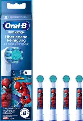 Produktbild von Oral-B Aufsteckbürsten Pro Kids Spiderman , 4er Pack , Kinder ab 3 Jahre - Extra Weiche Borsten