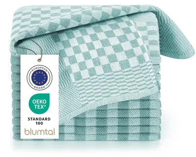 Immagine prodotto di Set di 5 strofinacci - 100% cotone - 50 x 70 cm - Fantasia a quadretti, colore verde menta