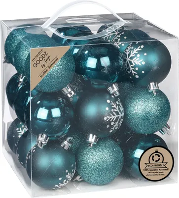 Produktbild von Weihnachtskugeln Kunststoff 6cm 27er Set - Emerald