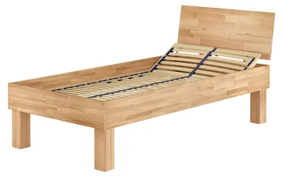 Produktbild von Einzelbett Buche 100x200 stabil hoch Massivholzbett Seniorenbett Zubehör wählbar V-60.81-10Federholzrahmen inkl.