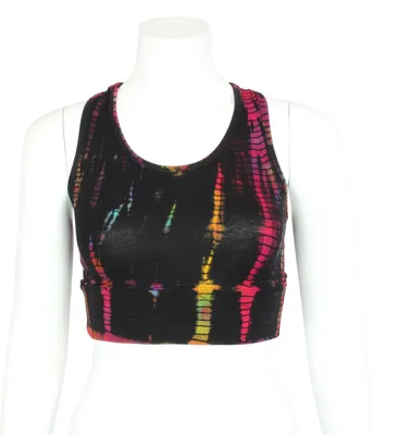 Produktbild von Crop Top - Racerback - Batik - Bamboo - schwarz - bunt