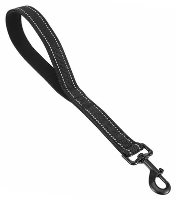 Immagine prodotto di Guinzaglio corto per cani, 38 cm, nero. Manico imbottito, clip metallica a 360°