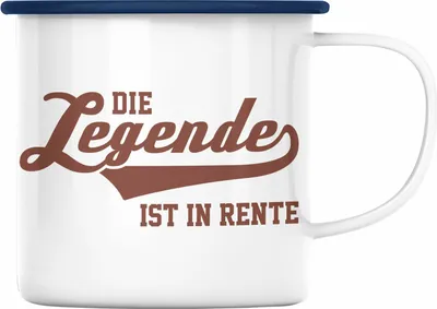 Produktbild von Trendation - -  Renter Emaille Tasse Ruhestand Geschenk Rente Mann Frau Lustig Renteneintritt Abschiedsgeschenk Rentnerin Sprüche (Blau)