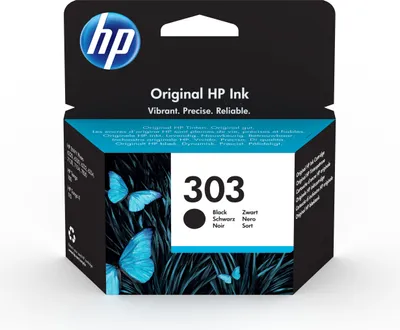 Zdjęcie produktu dla HP Oryginalny czarny tusz 303, Standardowy, Czarny, Tusz na bazie pigmentu, 1 szt., 200 stron(y), Jednopak