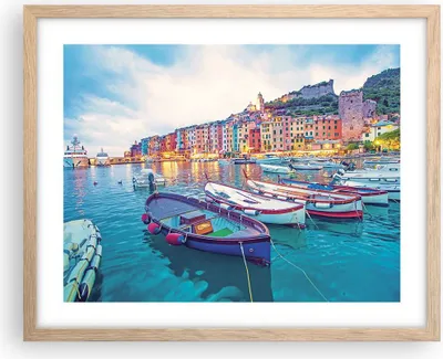 Produktbild von Gerahmtes Poster - Rahmen in heller Eiche - Porto Boote die Farben - 50x40 cm - Wand Bild - Wanddeko - Wandbilder - Kunstposter - Wandposter - Bilderrahmen - Bilder - Kunstdruck - P2NAA50x40-4395