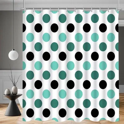 Obrázek produktu pro Ibenzoa® sprchový závěs, 180 x 200 cm – polyester, vzor s tečkami, voděodolný a odolný proti plísním, včetně 12 plastových háčků
