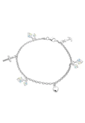 Produktbild von Elli Armband Kreuz Herz Anker Swarovski® Kristalle 925 Silber Silber