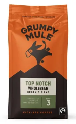 Productafbeelding van Grumpy Mule Top Notch, hele koffiebonen, 100% Arabica, biologisch, 200 gram