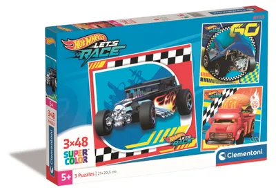 Produktbild von Clementoni SuperColor Puzzle - Hot Wheels Abenteuer 3x48 Teile