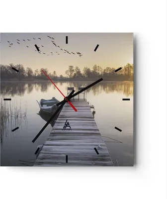 Produktbild von Wanduhr - Quadrat - Glasuhr - Brücke Westen die Sonne - 40x40cm - Schleichendes Uhrwerk - Lautlos - zum Aufhängen bereit - Dekoration Modern - Wanddekoration aus Glas - C3AC40x40-4197