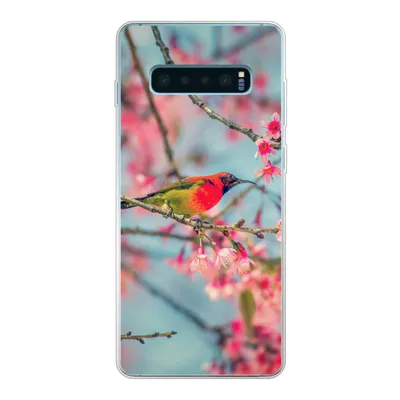 Produktbild von MuchoWow® Handyhülle Schutzhülle Hülle für Samsung Galaxy S10 Lite Vogel - Sakura - Farben Silikon Softcase Handy Hülle - Schutz