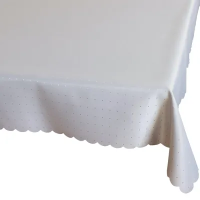 Produktbild von Tischdecke STELLA Wellenrand einfarbig Polyester grau 130 x 170 cm